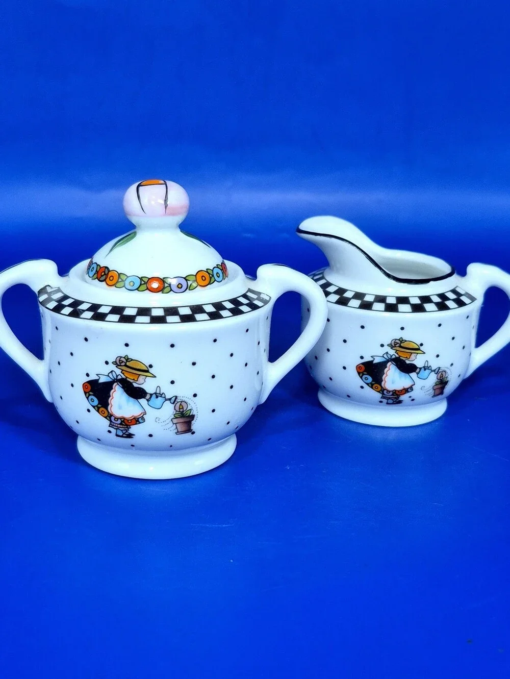 Mary Engelbreit Vintage Porcelain Child's Tea Set Parts - 13 Pc Partial Set